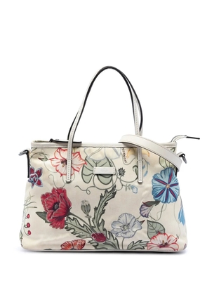 Gucci Pre-Owned 2016-2026 Small Canvas Flora Knight Convertible Tote satchel - White
