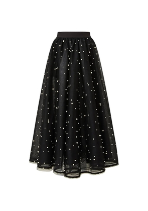 Edward Achour Paris pearl-embellished tulle skirt - Black