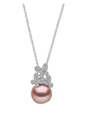 Yoko London butterfly diamond and pearl pendant - Silver