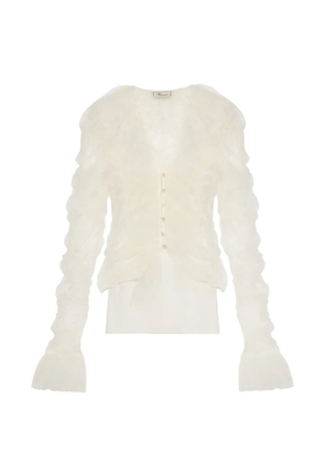 Blumarine ruffled tulle blouse - White