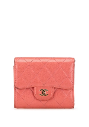 CHANEL Pre-Owned 2019 CC Quilted Caviar Trifold Wallet small wallets - Pink