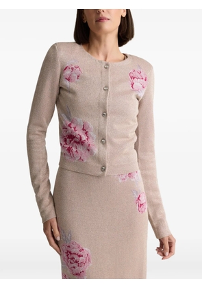St. John Renee metallic-peony-jacquard-knit jacket - Neutrals