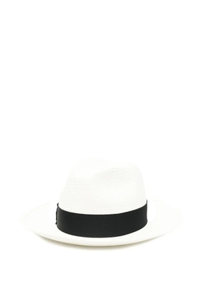 Borsalino ribbon straw hat - White