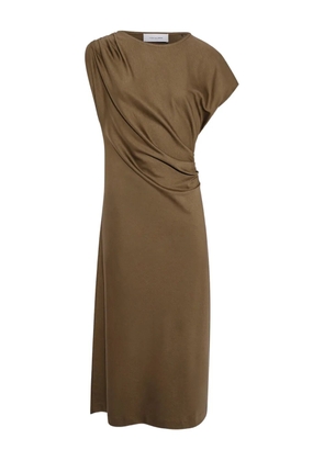 Yves Salomon asymmetrical midi dress - Green