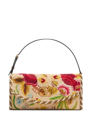 Valentino Garavani small Vain Soft embroidered shoulder bag - Neutrals