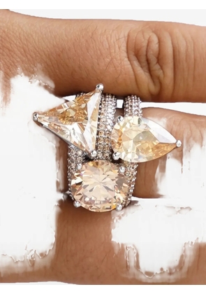 Izabel Display Mega Drop pear-shaped zirconia ring - Silver