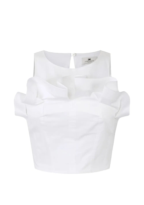 Elisabetta Franchi flounce crew neck top - White