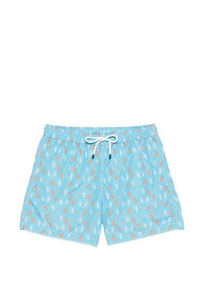 Fedeli drawstring lizard print swim shorts - Blue
