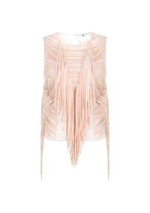 Elisabetta Franchi floral-lace fringed top - Pink