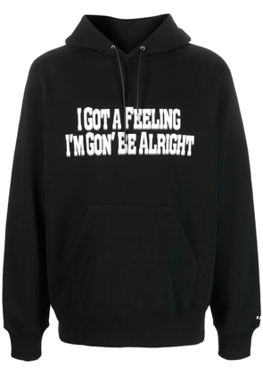 sacai slogan-print cotton hoodie - Black