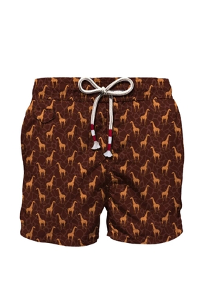 MC2 Saint Barth giraffe print swim shorts - Brown