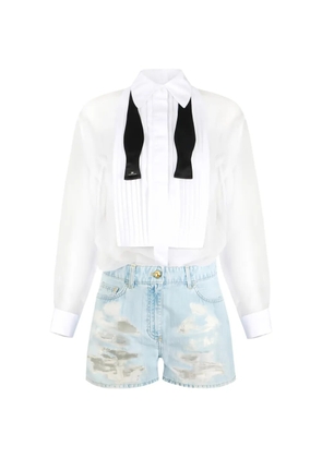 Elisabetta Franchi bib distressed romper suit - Blue