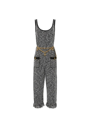 Elisabetta Franchi fringed bouclé knit jumpsuit - Black