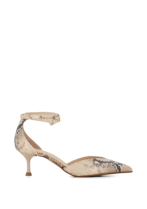 Sergio Levantesi Décolletè Camelia 6 Aspis ankle strap snakeskin pumps - Neutrals