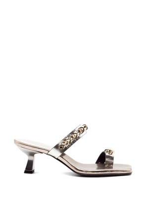 Donnarì laminated chain strap sandals - White