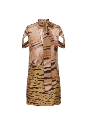 Elisabetta Franchi tiger-print V-neck dress - Neutrals