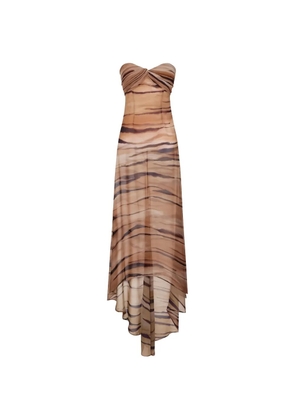 Elisabetta Franchi strapless tiger-print maxi dress - Brown