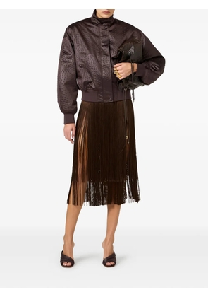 Elisabetta Franchi ostrich-print taffeta jacket - Brown