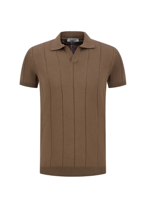 Gran Sasso vertical-stripe collared T-shirt - Brown