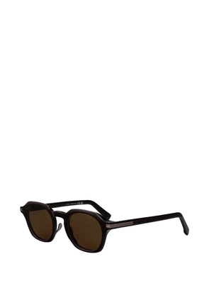 Zegna shiny round sunglasses - Brown