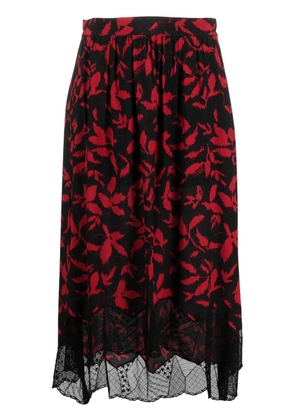Zadig&Voltaire Joslin leaf-print midi skirt - Black