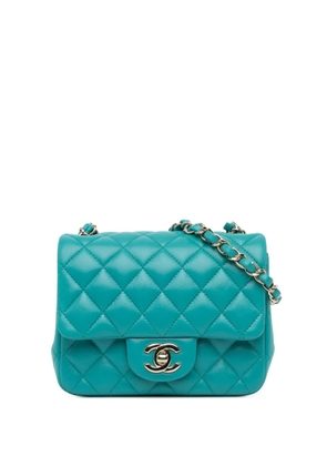 CHANEL Pre-Owned 2021 Mini Square Classic Lambskin Single Flap crossbody bag - Blue