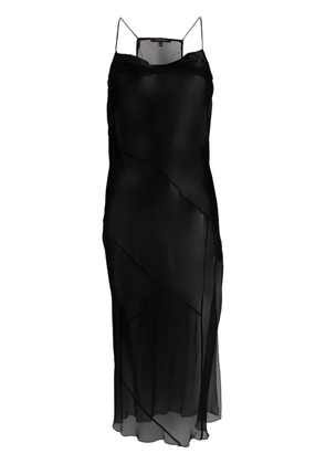 Patrizia Pepe sheer silk slip dress - Black