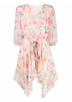 Patrizia Pepe maxi blooming rose-print mini dress - Pink