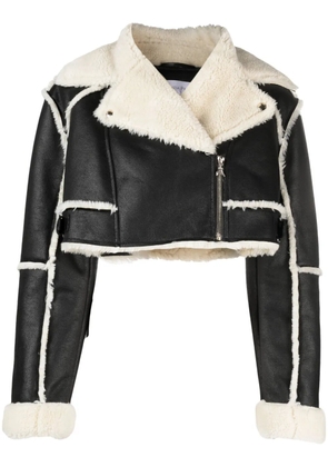 Patrizia Pepe shearling-trim cropped jacket - Black