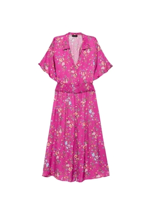 LIU JO floral-print shirred midi dress - Pink