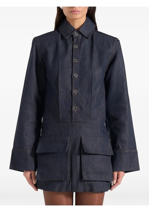 Manière De Voir shoulder pads cargo denim dress - Blue