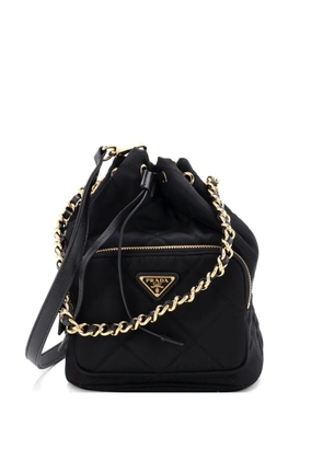 Prada Pre-Owned Drawstring Quilted Tessuto Small bucket bag - Black