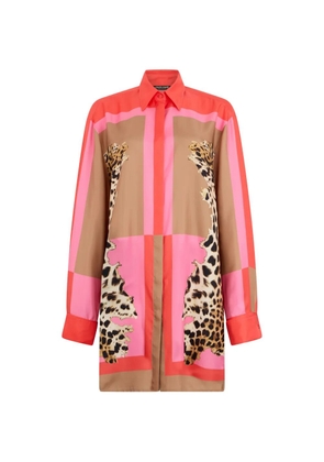 Roberto Cavalli animal print shirt dress - Orange