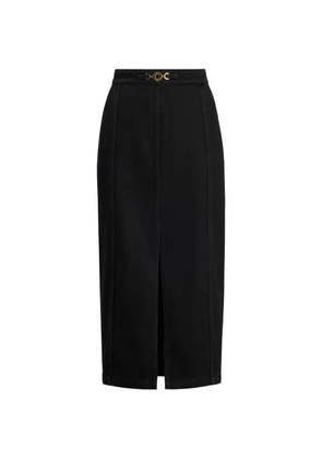 Patou front-slit jewel-waist midi skirt - Black