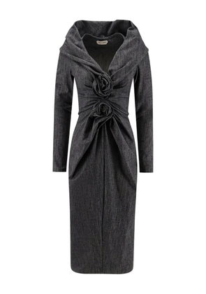 Alberta Ferretti ruffled long-sleeve midi dress - Grey