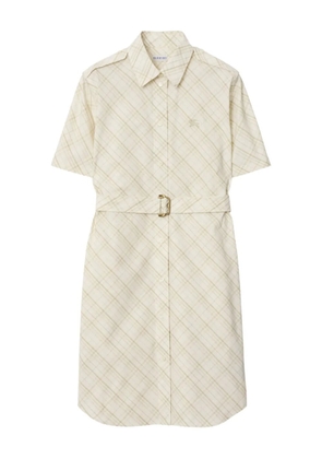 Burberry check-print cotton shirt dress - White