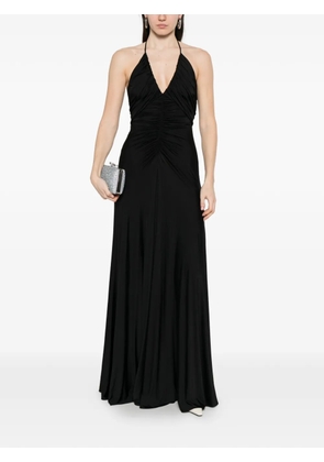 Self-Portrait halter ruched maxi dress - Black