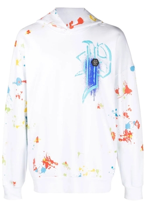 Philipp Plein Dripping Skull hoodie - White