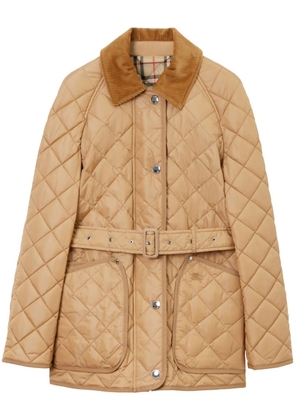 Burberry diamond-quilted belted jacket - Neutrals