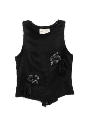 GG IN RED embroidery sleeveless top - Black