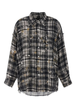R13 frayed plaid shirt - Black