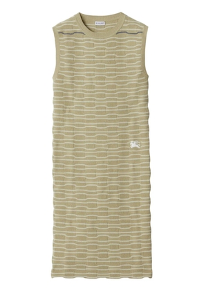 Burberry embroidered-logo ribbed mini-dress - Neutrals