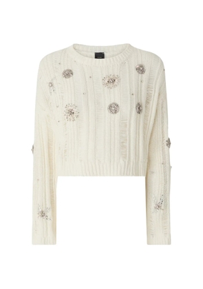 PINKO jewel details openwork sweater - Neutrals