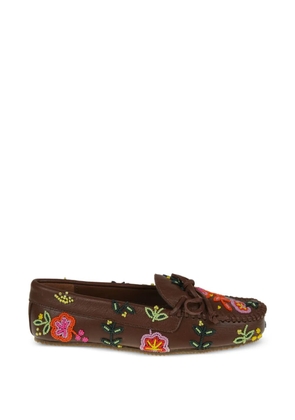 DE SIENA SHOES floral beaded loafers - Brown