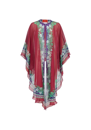 La DoubleJ Maria floral-print cape - Red