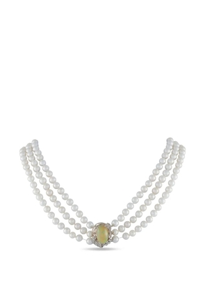 LB Exclusive diamond and pearl necklace - White