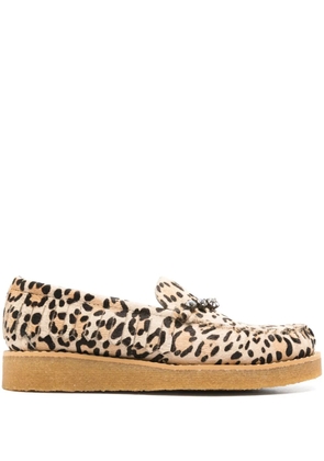 Forte Forte crystal-embellished animal-pattern loafers - Brown