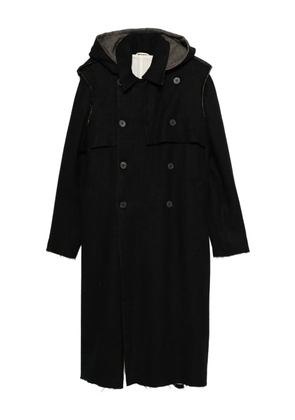 K'ANG hooded double-breasted coat - Black