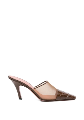 Amina Muaddi mesh printed croc sandals - Brown