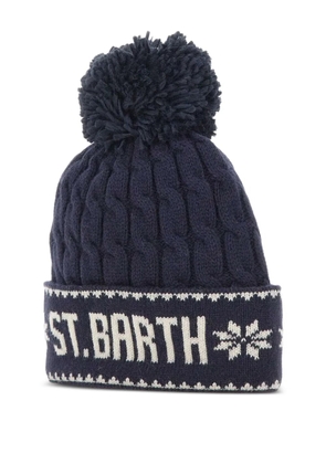 MC2 Saint Barth Wilhelm cable-knit pompom beanie - Blue